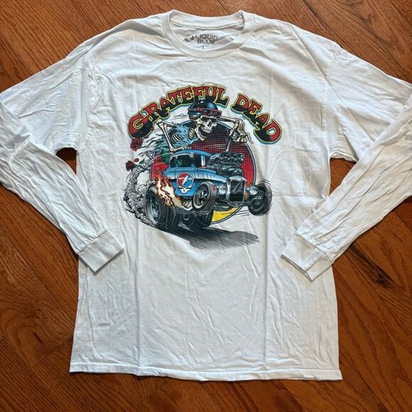 Grateful Dead Shirt Liquid Blue White Long Sleeve Graphic Large - Picture 1 of 4